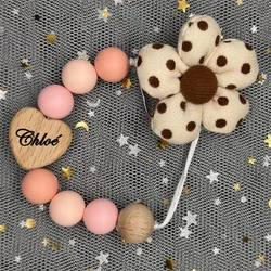 Custom Name Beech Clip Choose Font Personalized Baby Pacifier Chain Silicone Bead Dummy Nipple Holder Teether Chain Newborn Gift