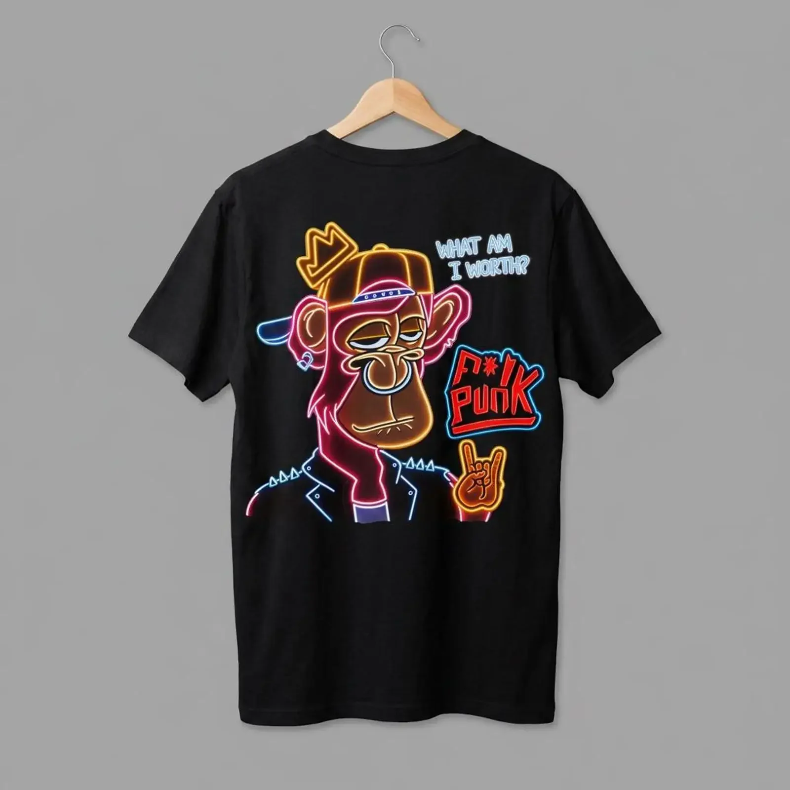 Punk Monk Neon Back vintage Washed designer clothes Casual Unisex homme Stretched Soft Slightly graphic Stylish streetwear