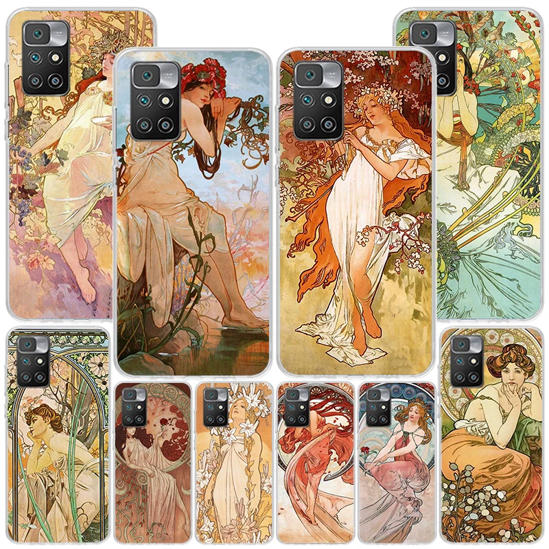 Alfons Mucha Primavera Phnoe Case for Xiaomi Redmi 12 12C 10 10A 10C 10X 9 9A 9C 9T 8 8A 7 7A 6 6A S2 K20 Pro K40 Unique Cover