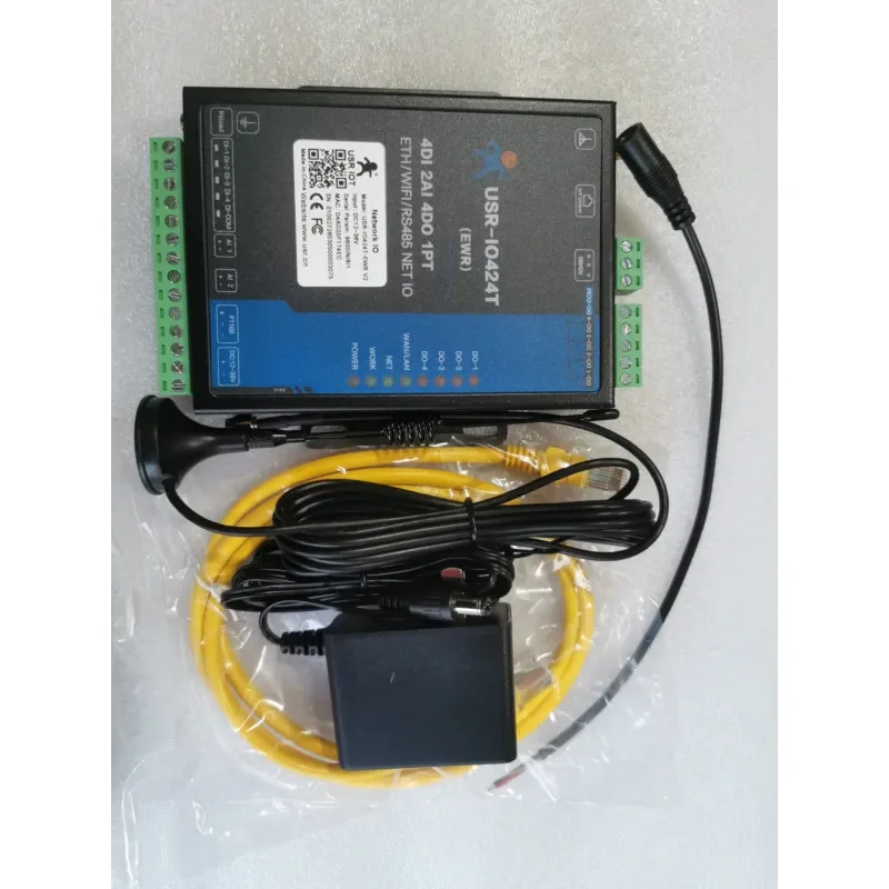 for USR-IO424T-EWR 4-Ch Network IO Controller with WiFi Ethernet RS485 4DI 4DO 2AI 1PT Modbus RTU TCP