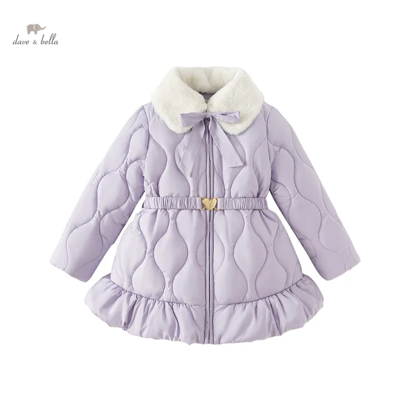 Dave Bella Children Girls Parkas Clothes 2023 Winter New Fashion Casual Long Overcoat Noble Gentle Charm Party Warm DK4238091