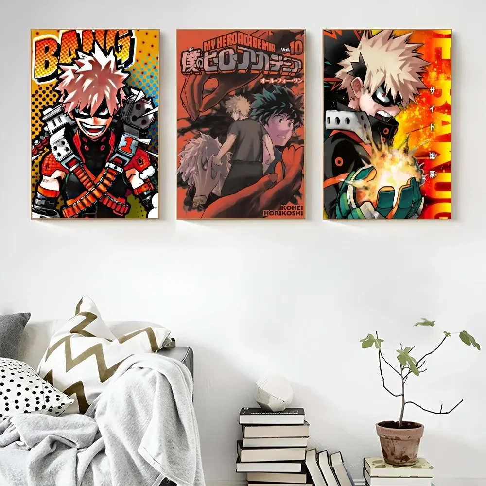 1 szt. Anime B-Bakugo Katsuki plakat samoprzylepna sztuka wodoodporna papierowa naklejka kawiarnia Bar dekoracja ścienna do pokoju