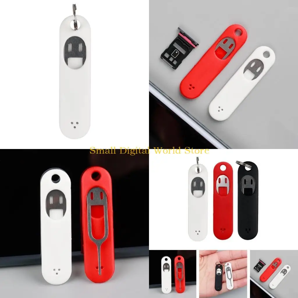 

77UB Card Removal Needle Pin & Not -lost Tray Charm Keychains Split Rings Phone Card Storage Case- Ejecter Tool
