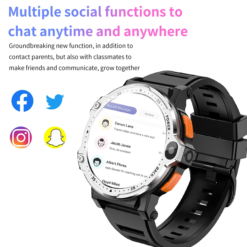 ساعة ذكية جديدة للرجال بسعة 4 جيجابايت وذاكرة داخلية 64 جيجابايت وبطارية 800 مللي أمبير في الساعة مزودة بكاميرا مزدوجة للاتصال بالفيديو ونظام تحديد المواقع وواي فاي وبطاقة SIM للياقة البدنية والرياضة 2023 ساعة ذكية