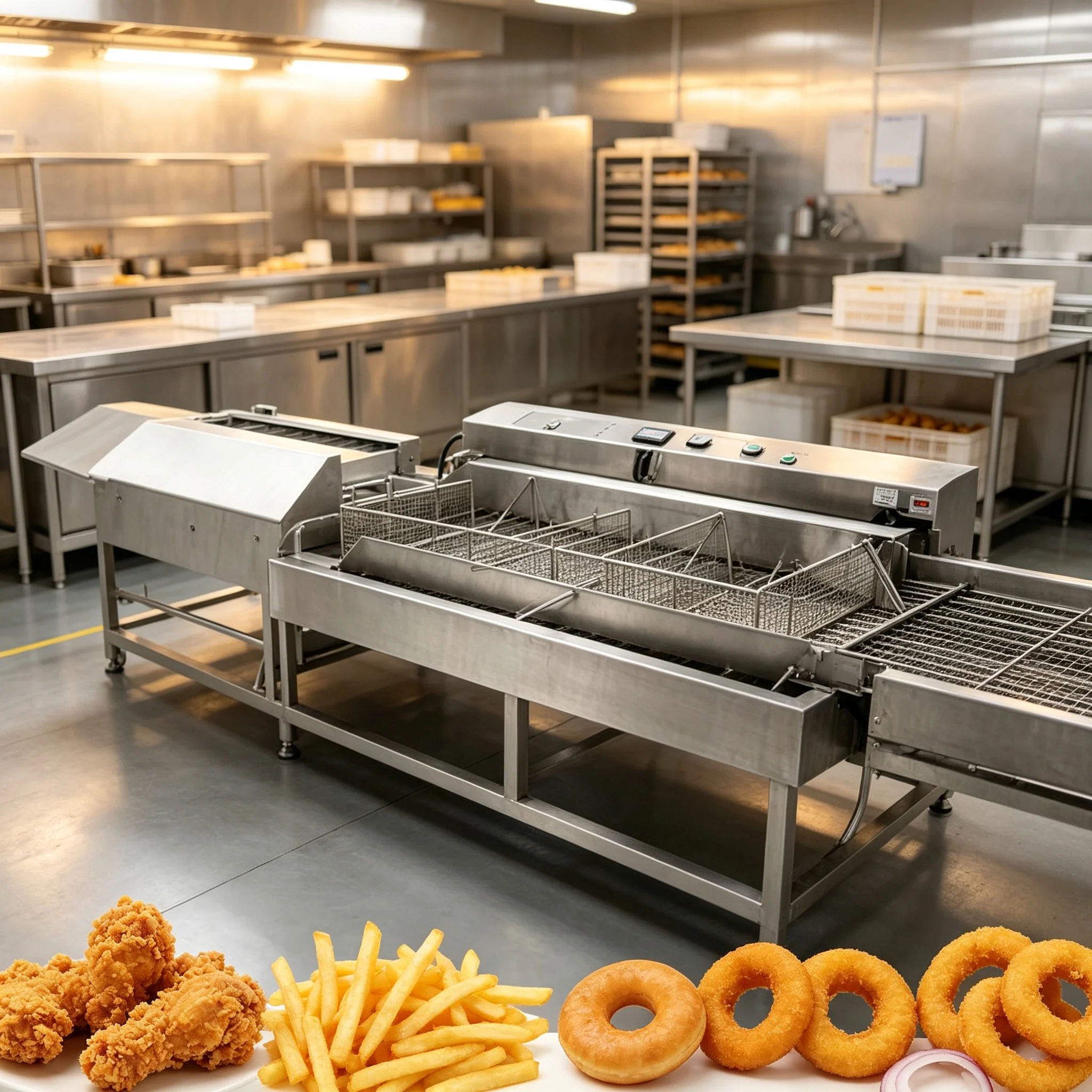 Food Processing Popcorn Chicken French Fries Donuts Automatic Deep Fryer