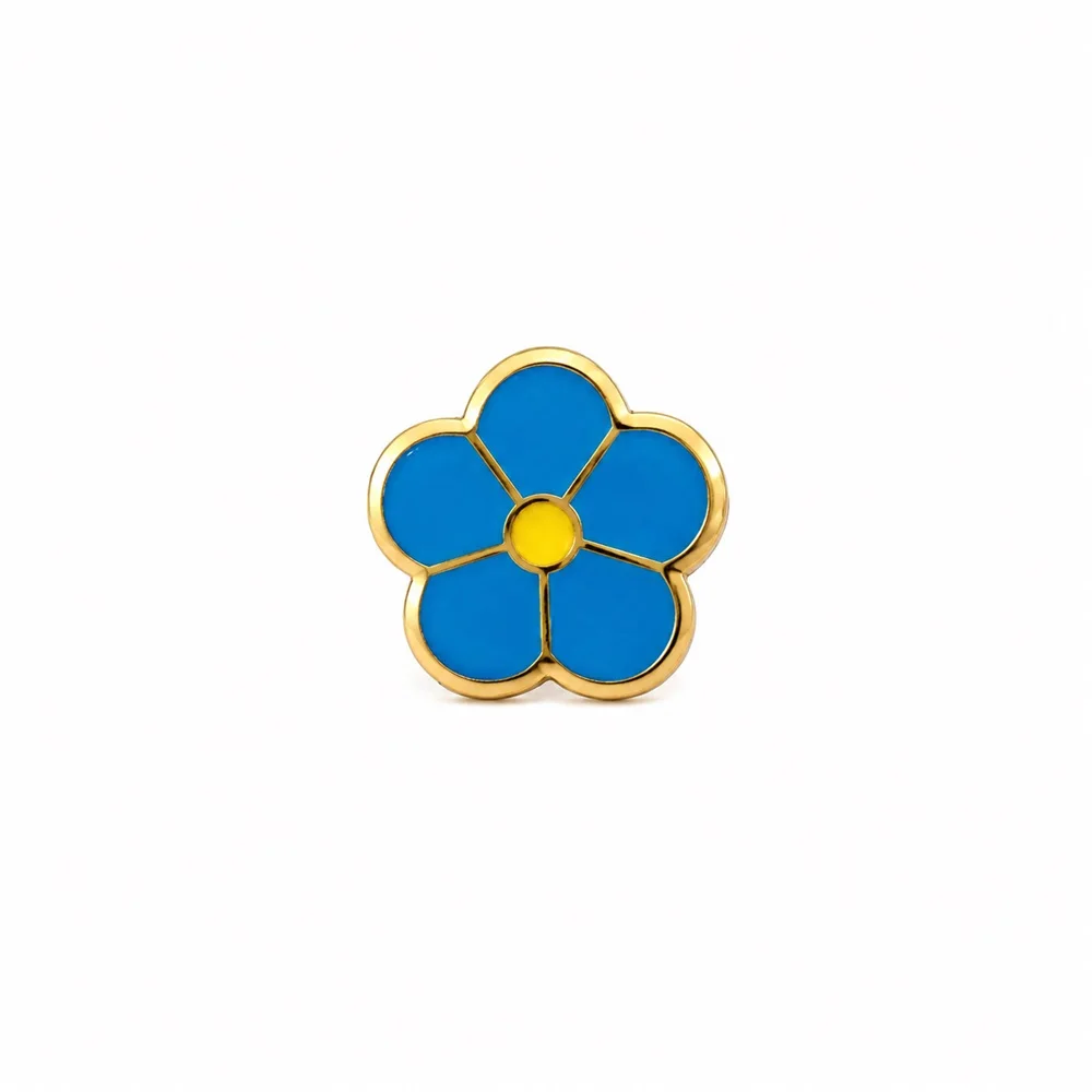 7.5mm Small Forget Me Not Enamel Masonic Lapel Pin Gold Metal Masonic Brooch Badge Elegant Fashion Suit Jacket Accessories Gifts
