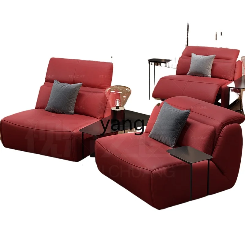 

LMM home theater Italian minimalist leather living room princess sofa electric audio and video room seat