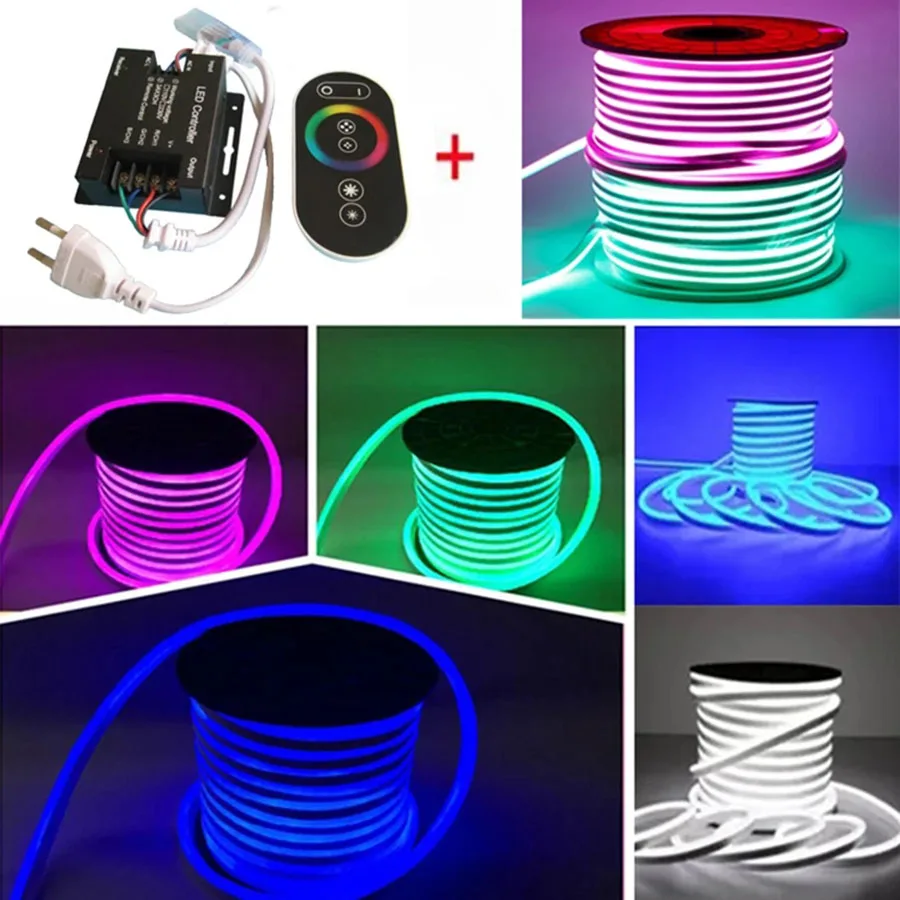 

Illumination Neon Signage Light SMD2835 IP67 Mini Side View 8*16mm UCS1903 Dream Color LED Neon Flex Rope RF Controller AC220V