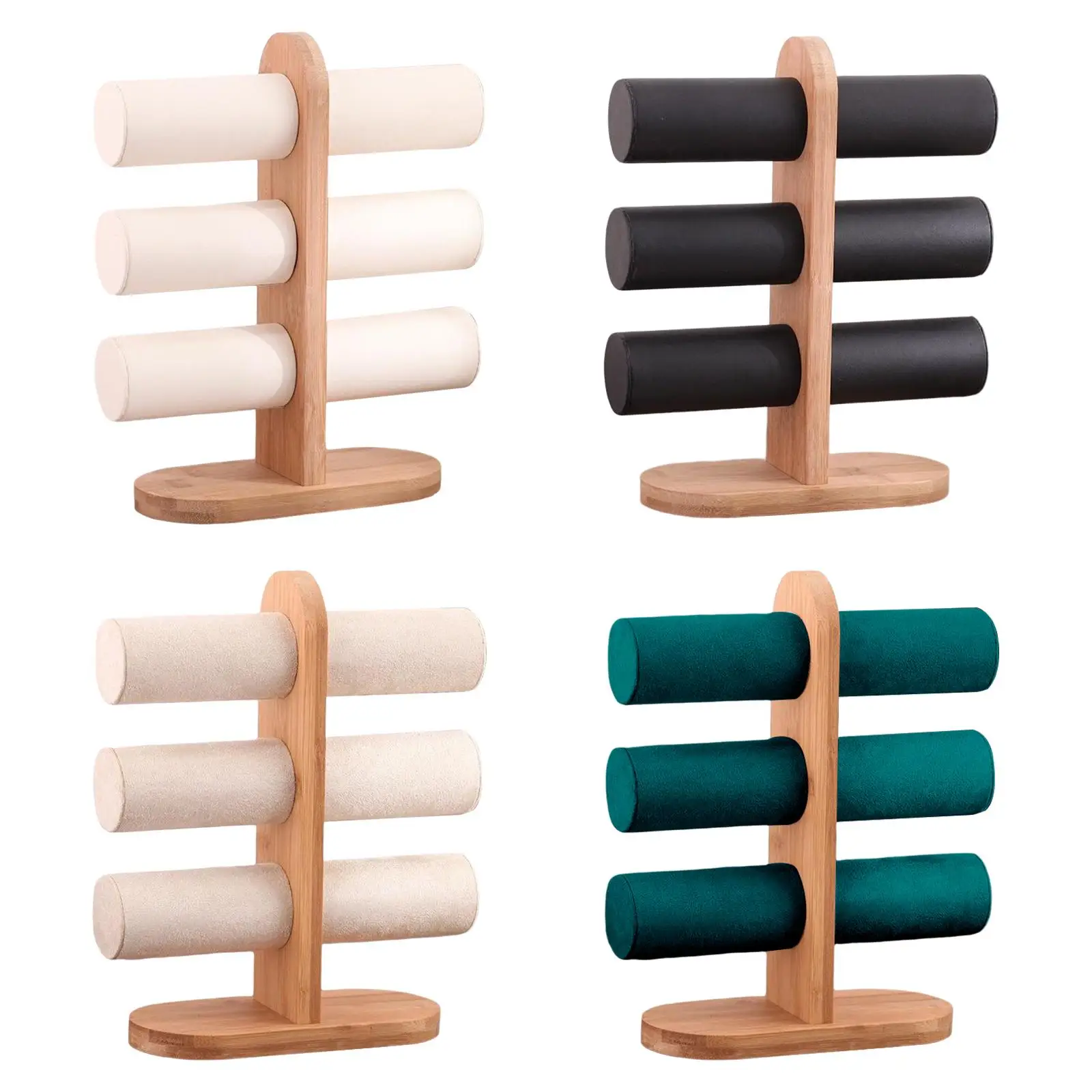 

Подставка для ювелирных украшений с деревянной основой, стеллаж для демонстрации цепочек, колец, браслетов, 3 уровня