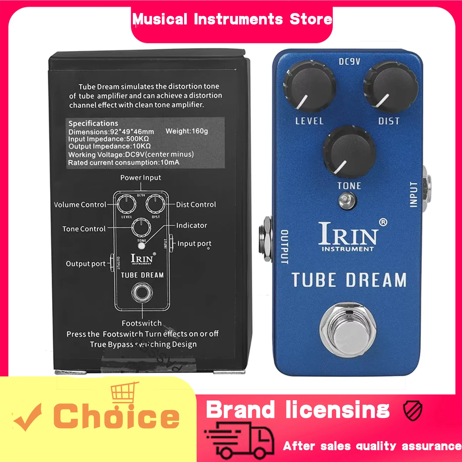 

Гитарная педаль эффектов IRIN RS-04 Tube Dream, имитация лампового усилителя, дисторшн, тоновые эффекты, True Bypass, аксессуары для электрогитары