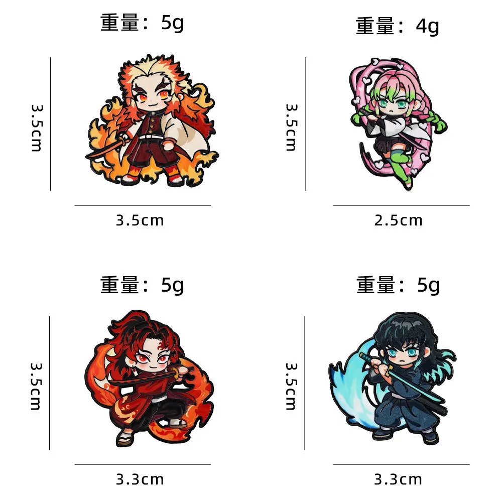 Demon Slayer Character Enamel Brooches, Kyojuro Tokitou Yoriichi Kanroji Metal Pins, Holiday Gifts for Anime Collectors view 3