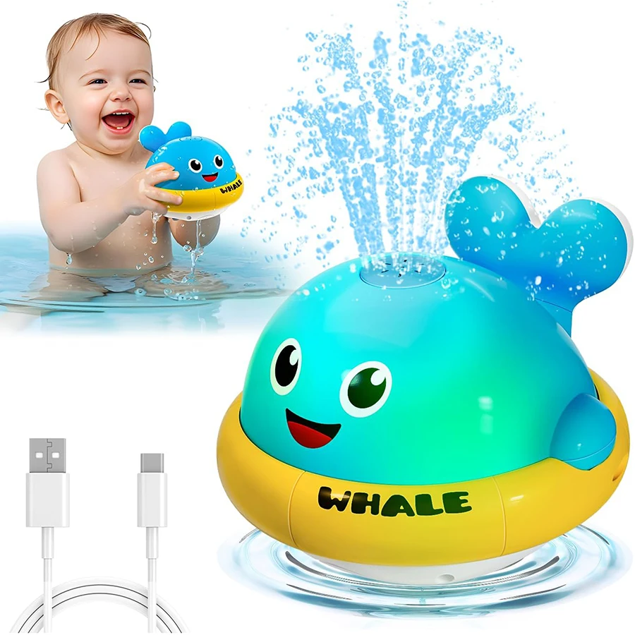 

Baby Bath Toys Toddler Bath Toys for Kids Light Up Whale Bath Toys Sprinkler Pool Water Table Infant Toys Bathtub Fountain Toy