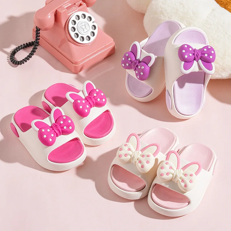 

Girls' EVA Odor Proof Slippers Sweet Bow Princess Slippers Soft Bottom Anti Slip Bathroom Indoor and Outdoor Girls' Slippers