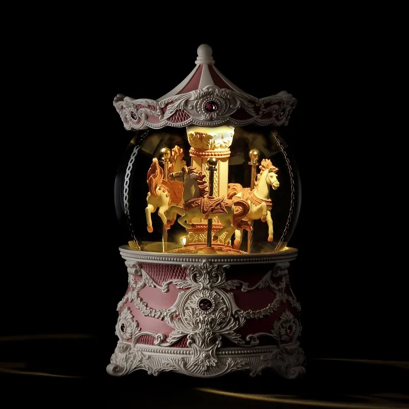 Music box gift crystal ball carousel lamp children girl girl heart cute princess birthday gift
