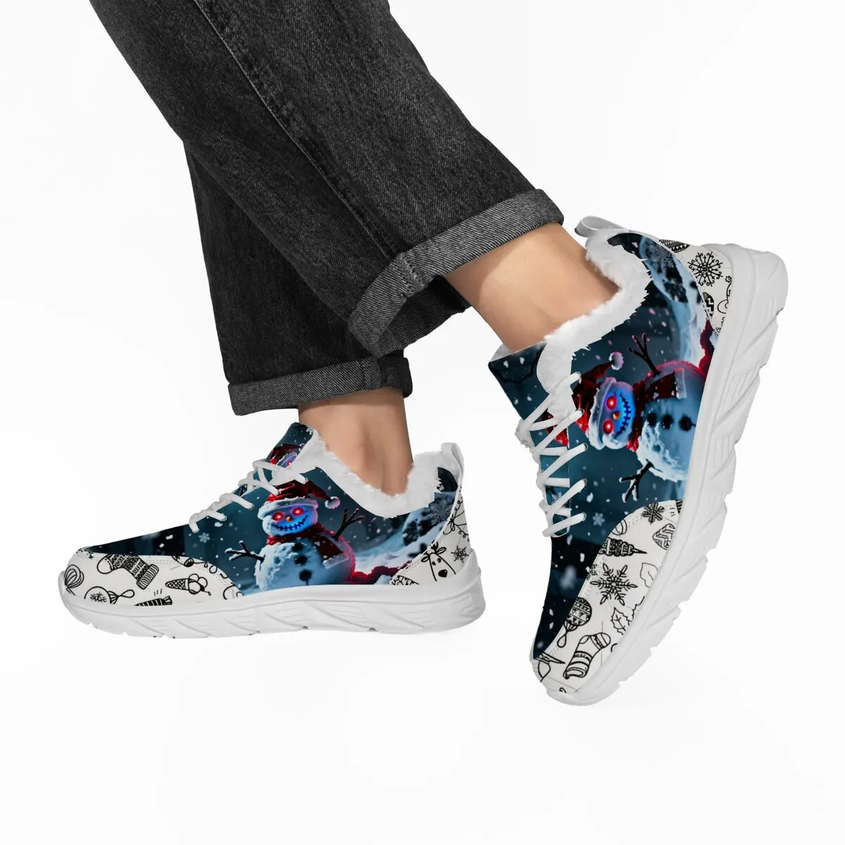 

New Custom-made Sports Shoes Featuring Lightweight Fly-woven Halloween Death God Skull Ghost Patterns for Parents and Children