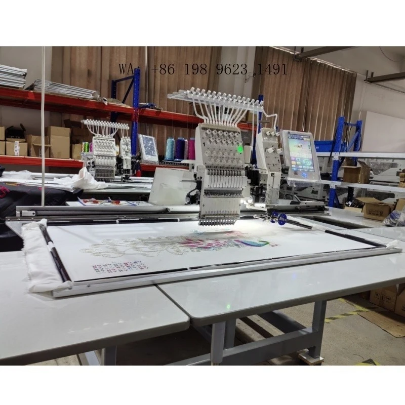 1201+1 Single Head 12 s With a Cording Head,Coiling Head Flat T-shirt Computerized Embroidery  1200x650mm