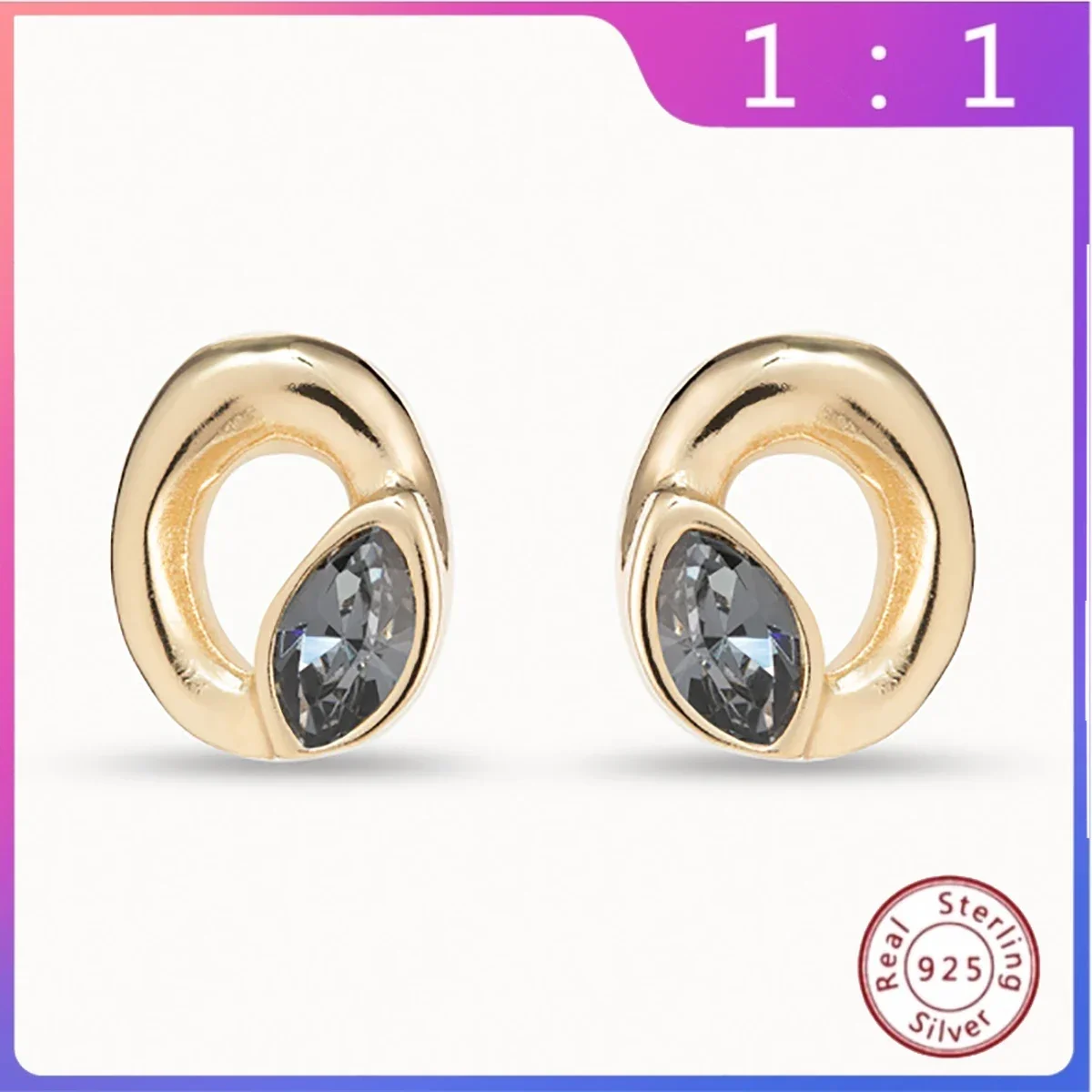 UNOde50-pendientes ovalados dorados de cristal gris claro para mujer, joyería de moda, regalo romántico de Festival, 2024 Origin