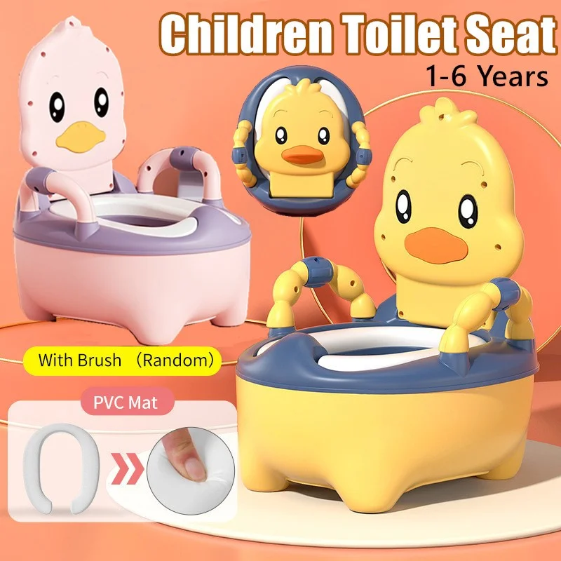 Tragbarer Kinder-Toilettensitz, Babyschüssel, Toiletten-Töpfchen-Trainingssitz mit Rückenlehne und rutschfestem Cartoon-Töpfchen-Toilettenstuhl für Kleinkinder