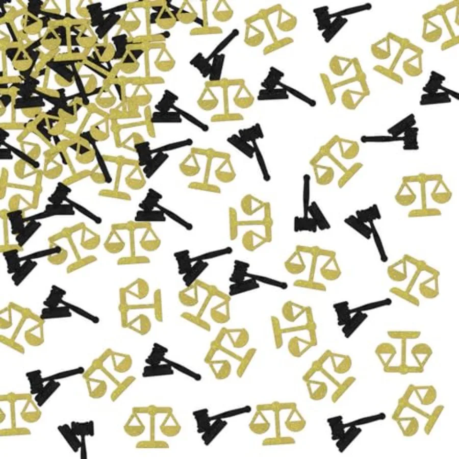 

120pcs Balance and Gavel Confetti - Congrats Law Grad Party Sign - Lawyer Grduation Party Table Decoration Scatters for DIY Cra