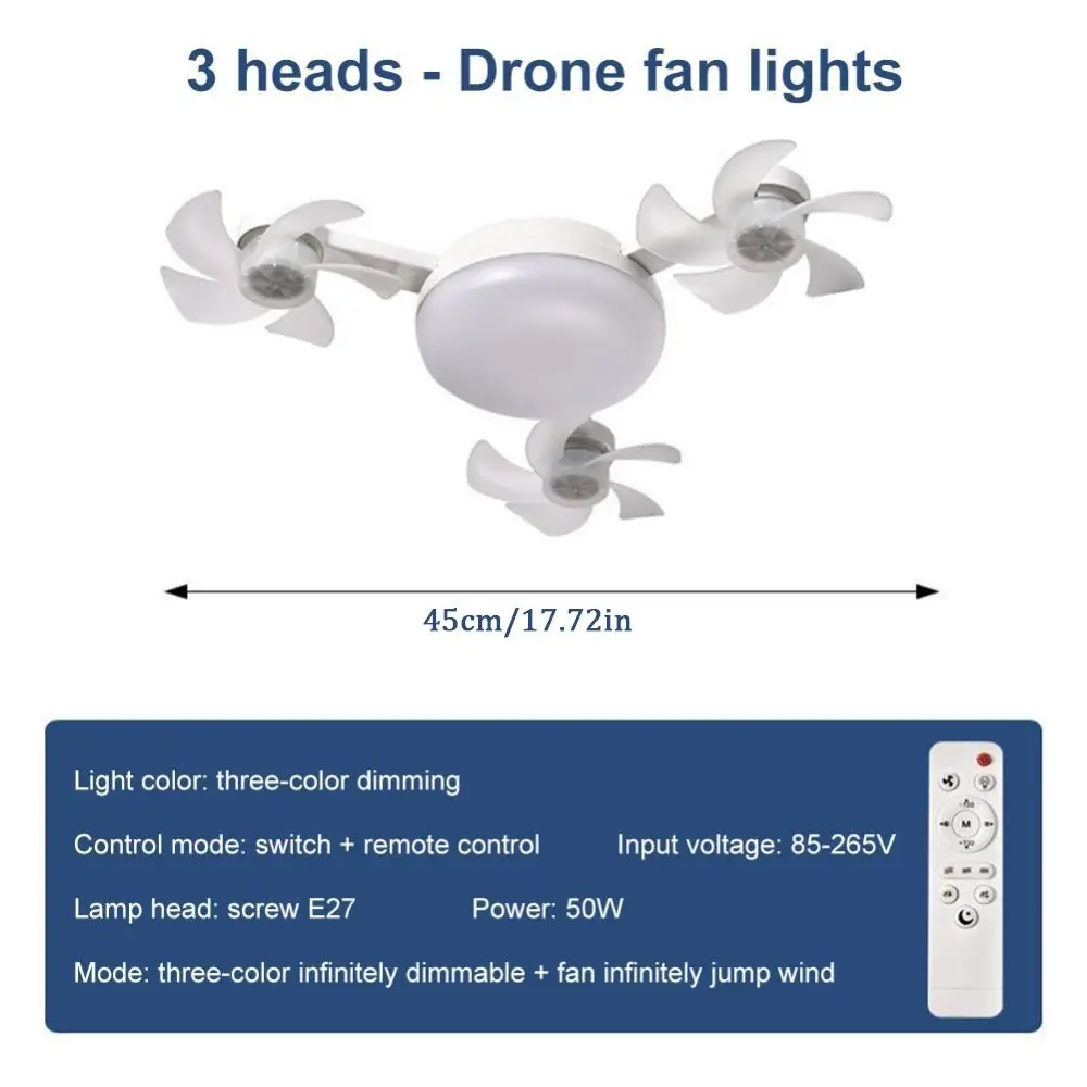 Simple 2 in 1 Ceiling Fan Remote Control Energy Saving Hanging Fan with LED Light Quiet Universal Ceiling Lamp Home Decor view 4