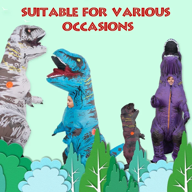 T-REX Costume For Children Kids Jurassic Mascot Inflatable Thanksgiving Christma Dinosaur Anime Cosplay Party Show Fanny Dress