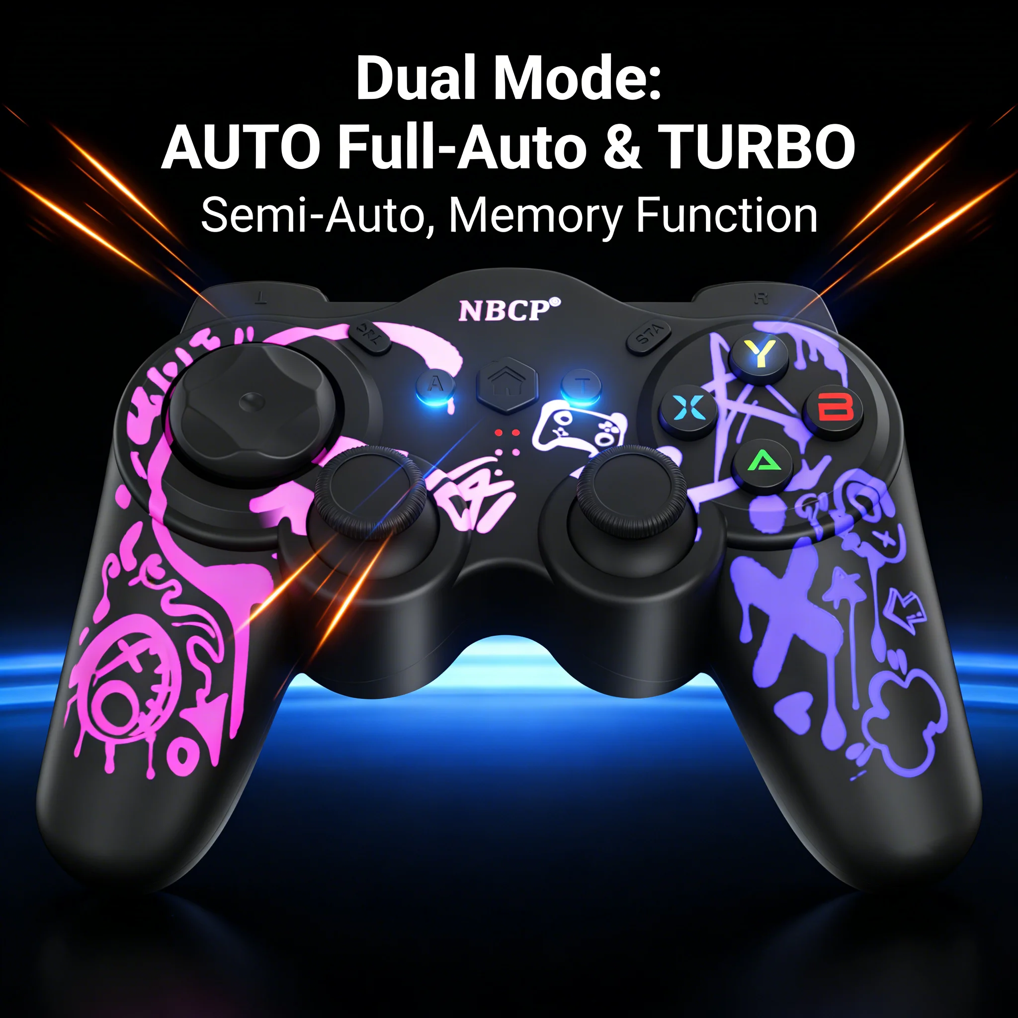 Universal HallController forPC/Switch/PS/Phone:High-precision joystick, dual rumble brake, 650-1000Hz polling rate, RGB + Turbo