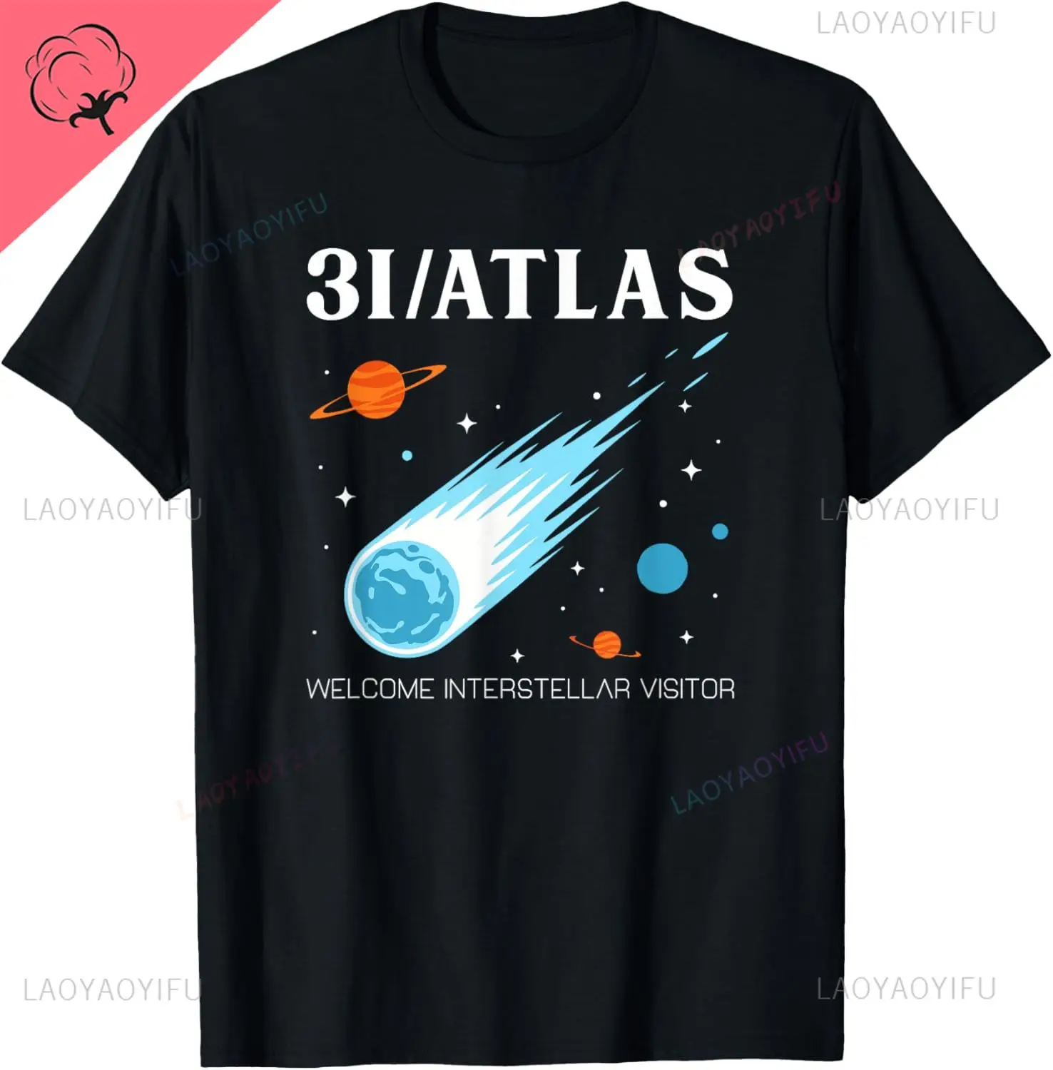 3I/Atlas Interstellar Visitor Comet Space Exploration Art Custom Printed Graphic T Shirts Streetwear Clothing Cotton Tee