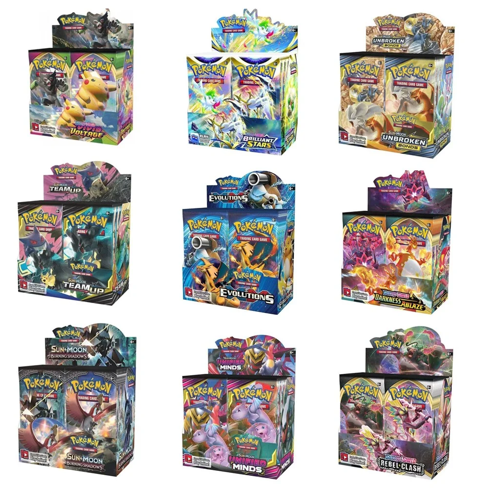 

Newest 324Pcs English Pokemon Cards Sun & Moon XY Evolutions Pokemon Booster Box Collectible Booster Battle Transaction Card