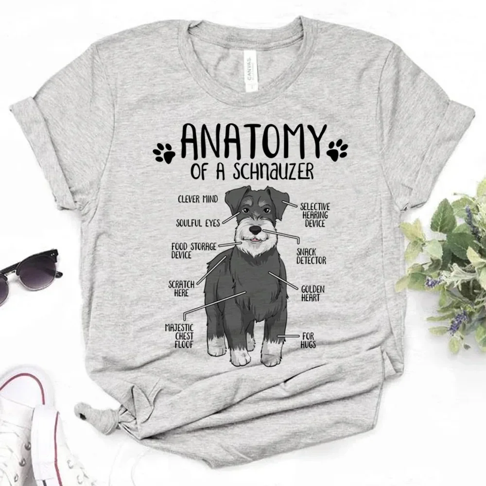 Schnauzer Tshirt Women Anime T-shirts Female Funny Streetwear Clothing Summer Short Sleeved Top Tees