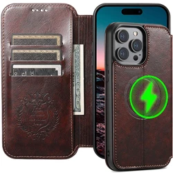 Slim Fit Premium Leather Wallet Case For iPhone 17 Pro Max 14 12 13 15 16 Pro Max 15 Plus Magnetic Wireless Charging Flip Cover