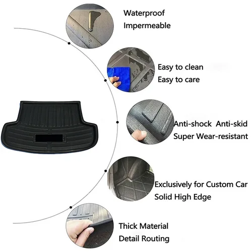 Imagen 2 del producto Estera trasera para maletero de coche, para Mitsubishi Outlander 3 PHEV 2013-2021 2020, 5 juegos, bandeja impermeable para equipaje, revestimiento para suelo, cubierta de carga