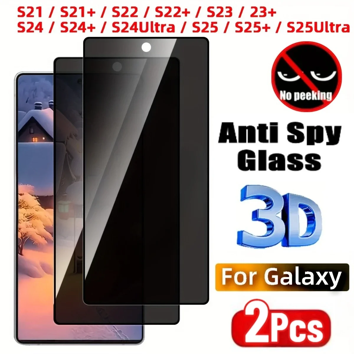 

2 шт. противошпионское закаленное стекло для Samsung S25 S24 Ultra S22 S23 S21 Plus Защитные пленки для экрана Samsung S25 Edge S24 S21 S23 FE