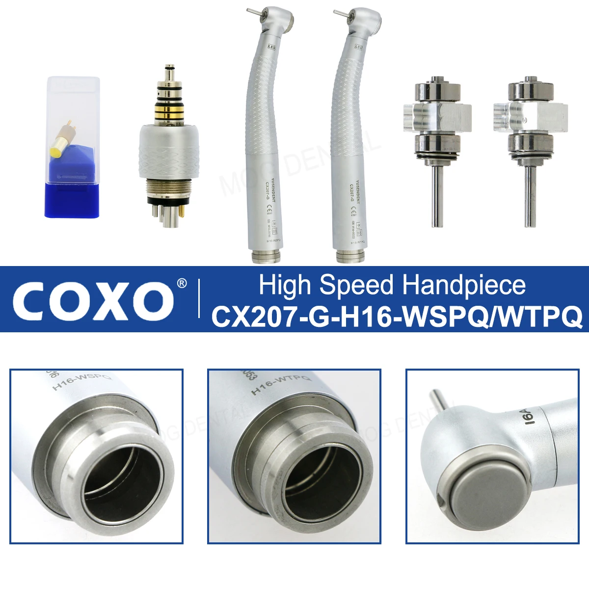 COXO Dental Handpiece Fiber Optic High Speed Handpiece Standard/Torque Head Coupling 6 Pin Fit W&H Dentistry Materials