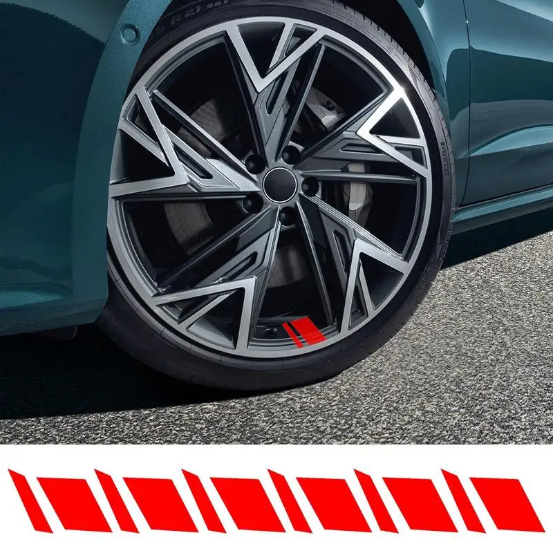 Wheel Rim Decal Stripes Reflective Stripes Rim Tire Decal Waterproof Wheel Stickers Enhanced Automotive Safety & Visibility