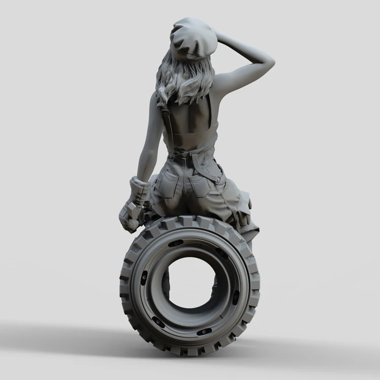 OceanCosmos miniatures, Original, car maintenance girl, industrial, Car waste tires, sexy, Resin unpainted Model kit figure GK