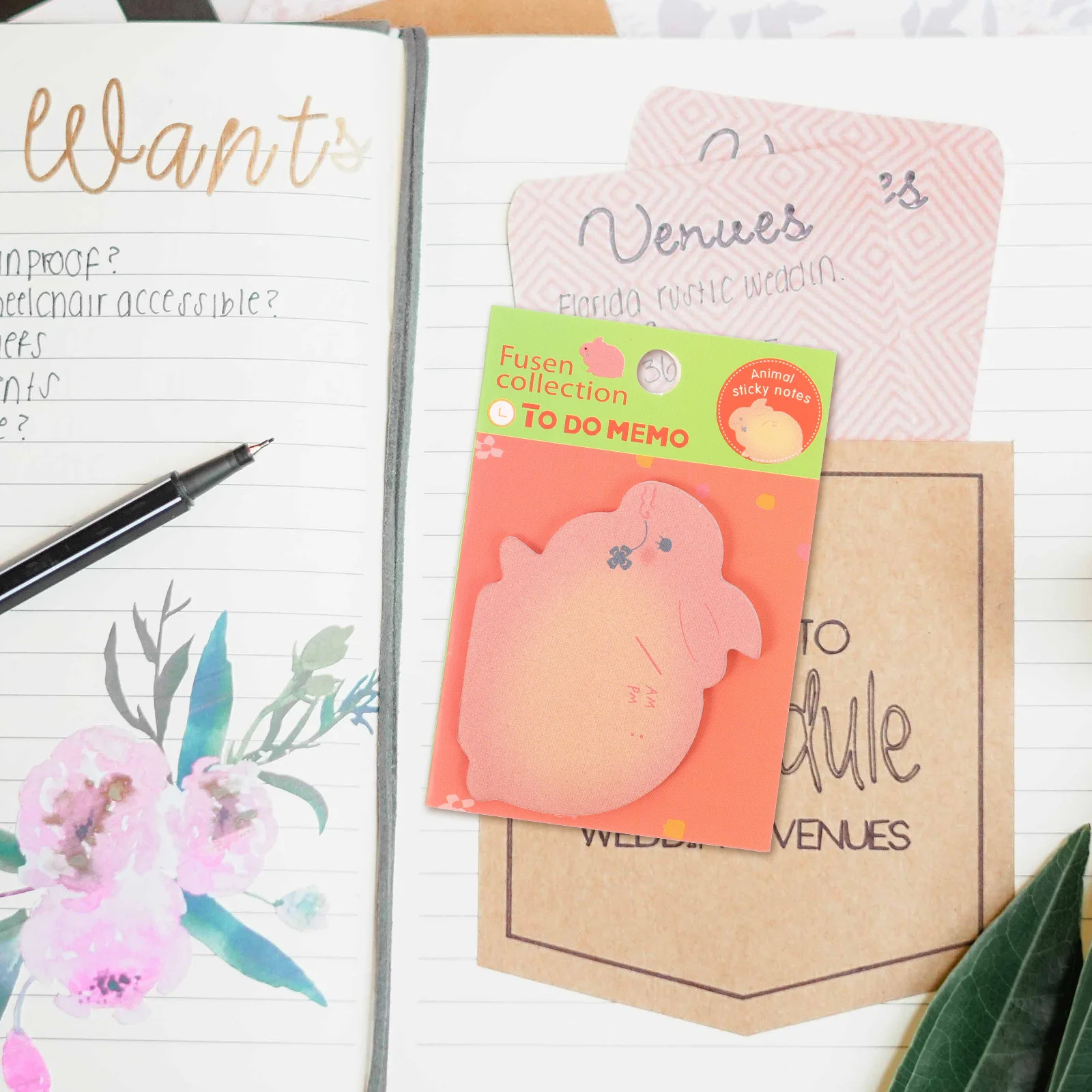 

20Pcs Simple Design Cartoon Rabbit Memo Pads Tearable Note Stickers for Books and Files No Traces After Torn Off