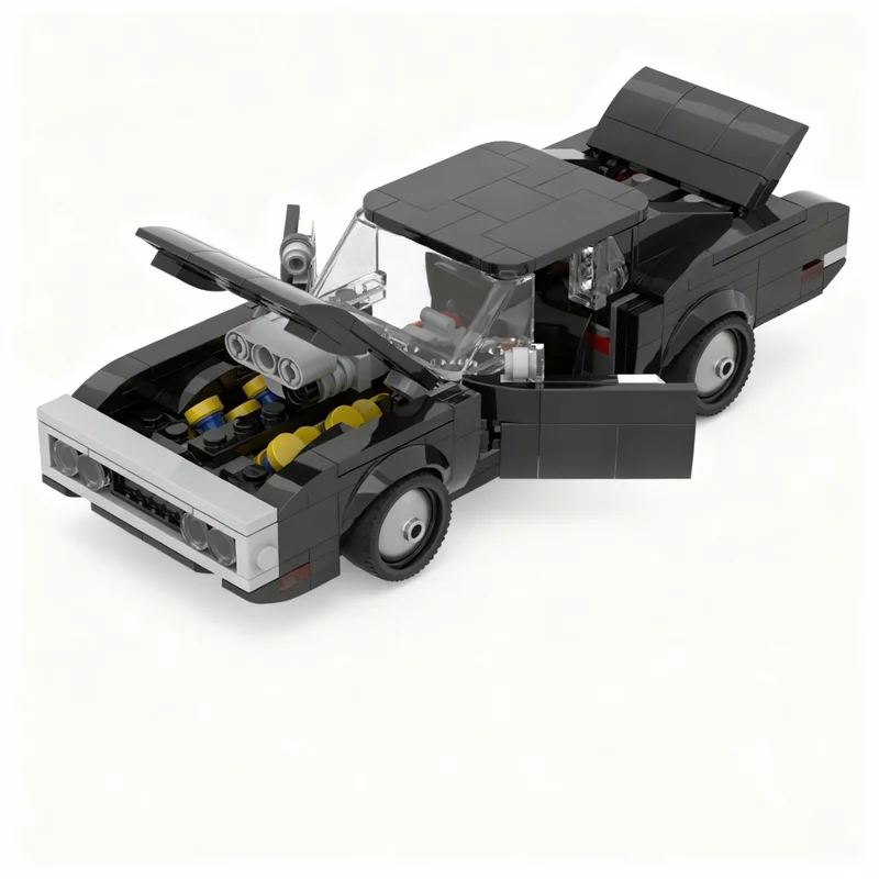 440 Piezas MOC City Champions Super Car Ultimate Fast Furious Dodge Charger Rt, Modelo Tecnológico, Bloques de Construcción para Armar, Regalo