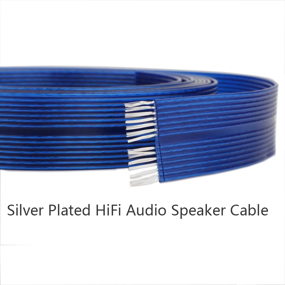 

Preffair Blue Heaven 99.998% Silver Plated HiFi Audio Speaker Cable nordost style Flat High end speaker cable unterminal L316