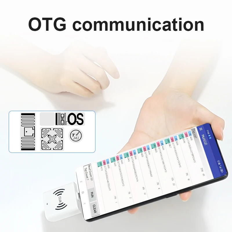 UHF RFID Handheld OTG Reader 0.5m Read Range Type-C Android Handheld UHF RFID Reader Provide with Android SDK and APP