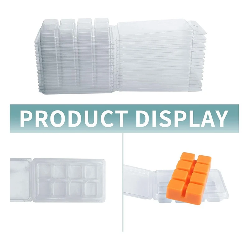 Wax Melt Containers-8 Cavity Clear Empty Plastic Wax Melt Molds-25 Packs Clamshells For Tarts Wax Melts.