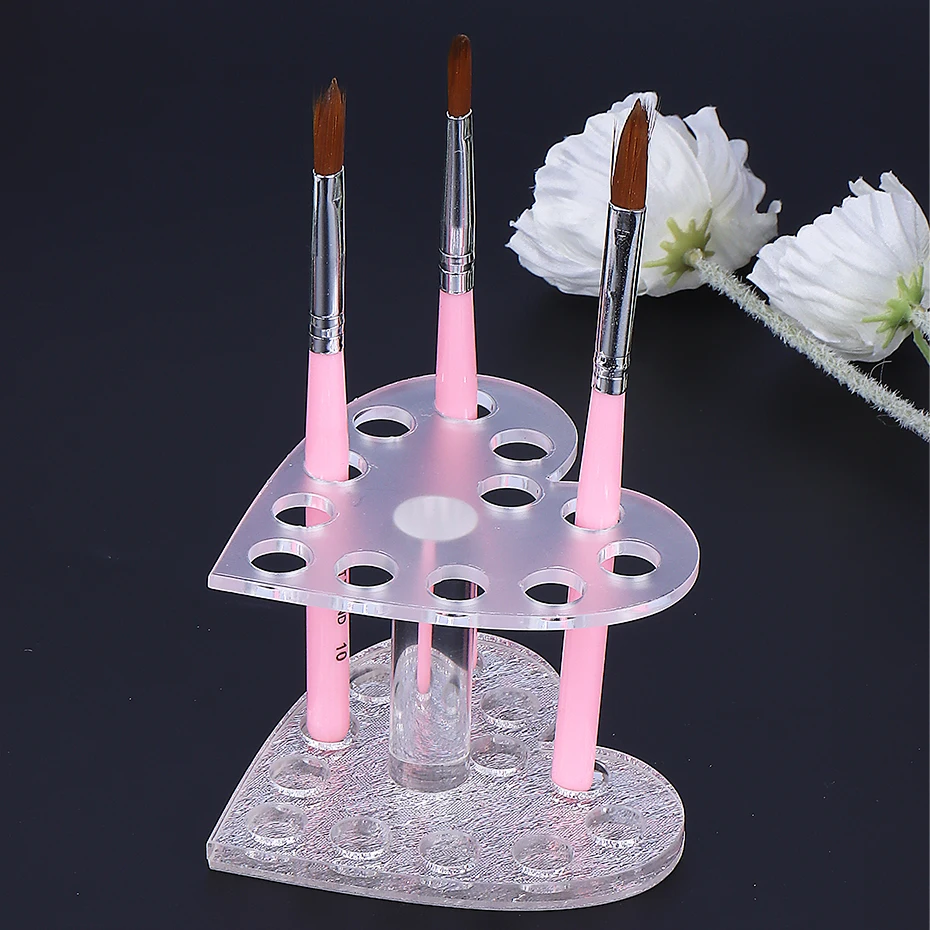Nagellack Pinsel Stift Halter Herz-förmigen UV Gel Malerei Stift Halter Display-ständer Organizer Regal Maniküre Zubehör Werkzeuge