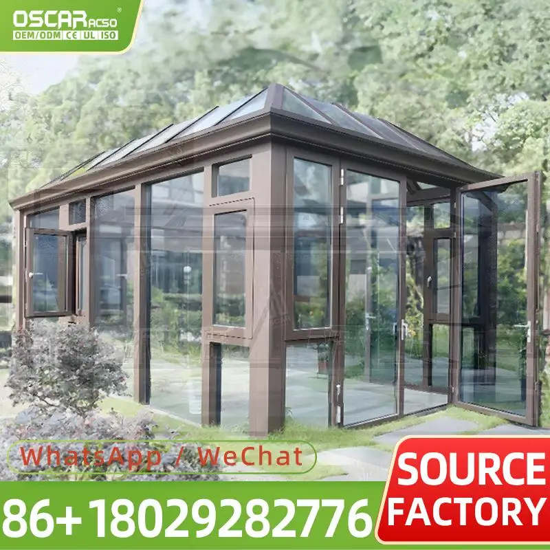 Modern Powder Coated Aluminum Glass Folding Sunroom Skylight Roof with Integrated LED Lighting EcoFriendly sunroom
