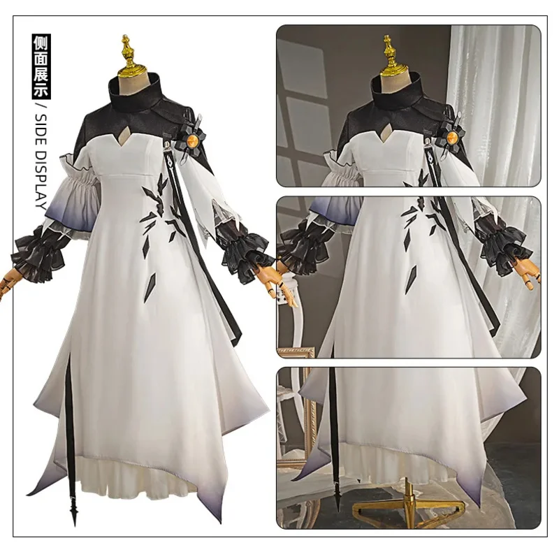 Игра Arknights Theresa Civilight Eterna Косплей Костюм Аниме Sarkaz Белое Платье Головные Уборы Парик Женский Хэллоуин Рождественский Костюм