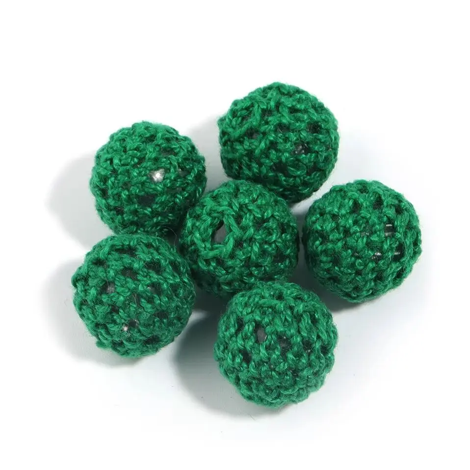 10/20pcs 14/20mm Round Knitted Yarn Acrylic Ball Beads Plush Loose Spacer Bead For Jewelry Making DIY Bracelet Keychain Supplies