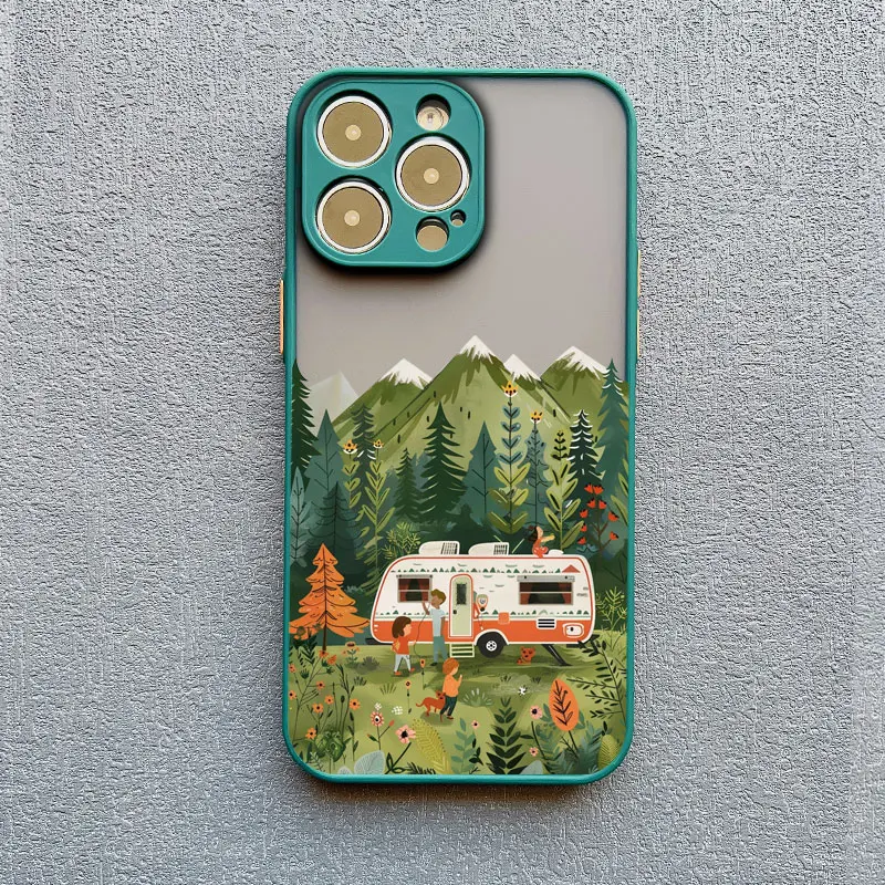 Waldlandschaft Reise Freizeitfahrzeug Handyhülle für iPhone 16 15 14 11 12 13 Mini Pro Max X XR XS 17 16 Plus Funda – Detail 6