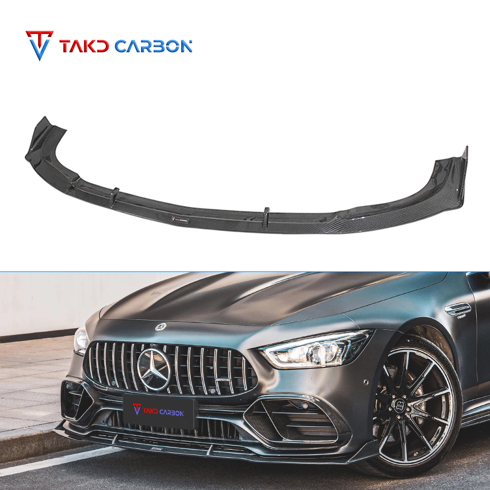 TAKD Carbon Car Data Development Dry Carbon Fiber Front Bumper Lip For Mercedes BENZ AMG GT50 2019-2023