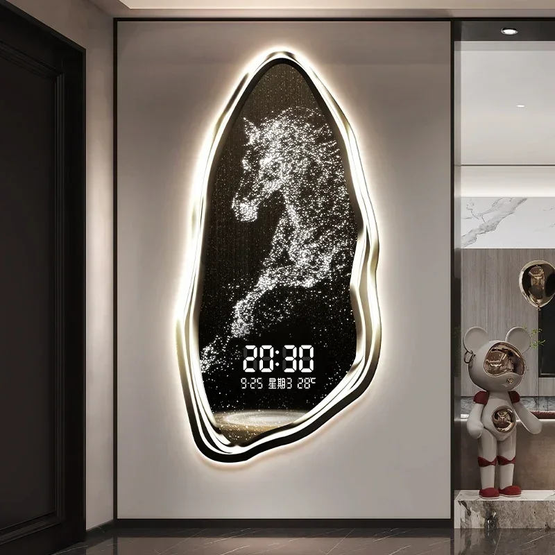 Light Luxury Success Entrance Perpetual Calendar 2024 New Smart Living Room Electronic Digital Display Clock Decorative Painting