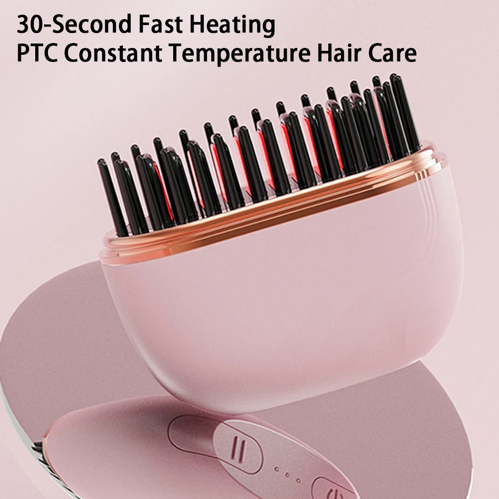 

Portable Wireless Rechargeable Travel-Friendly Ionic Hair And Beard Straightener Brush,Mini Hair Styler For All Hair Types