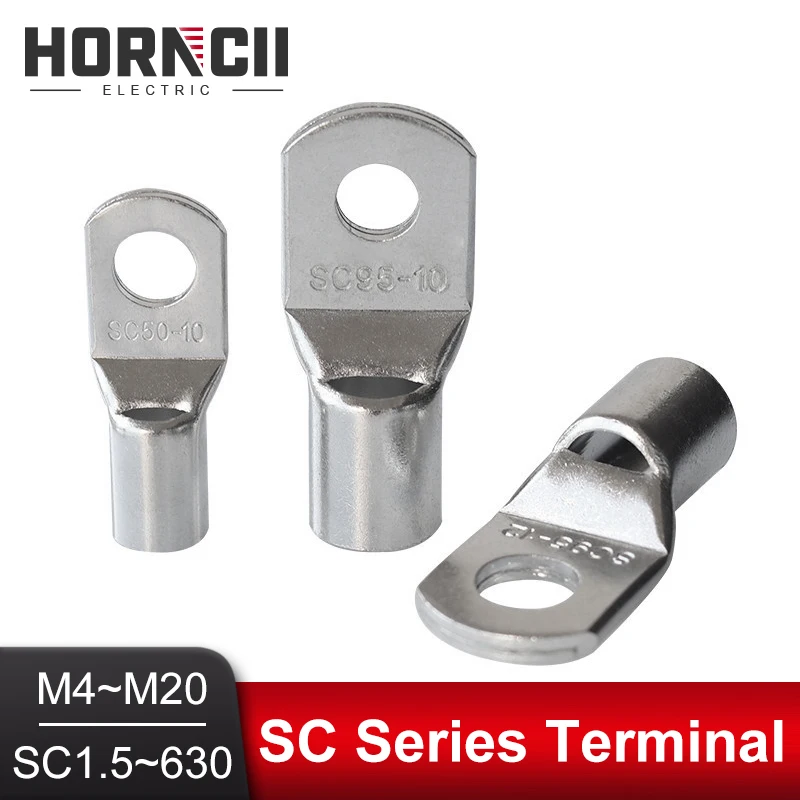 2/5/10/20/50 pièces 10-70 mm2 M6 M8 M10 SC Type 'fil de cuivre étamé nez Terminal sertissage SC cosses anneau câble connecteur Kit