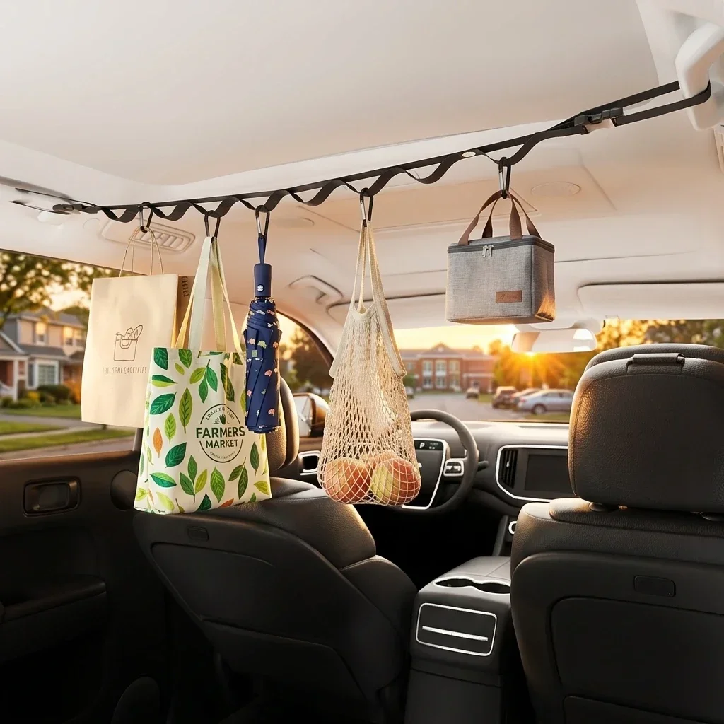 Car Rear Seat Storage Fixed Hook Car clothesline Multi functional Anti slip Durable Hanger